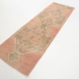 3x9 Vintage Pale Red & Brown Aesthetic Turkish Runner Rug, 91x291Cm