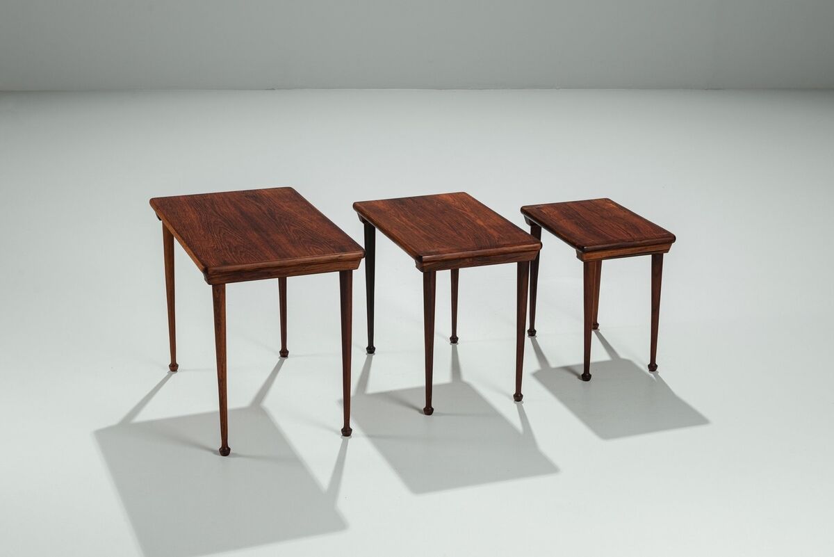 Set of 3 Danish nesting tables in rosewood Denmark 1960