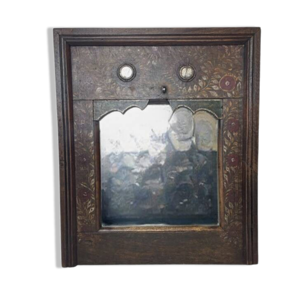 Miroir Trumeau en bois et décor floral XIXéme