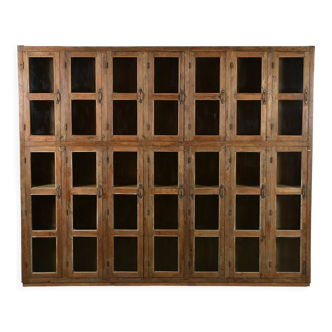 Glass cabinet with 35 lockers