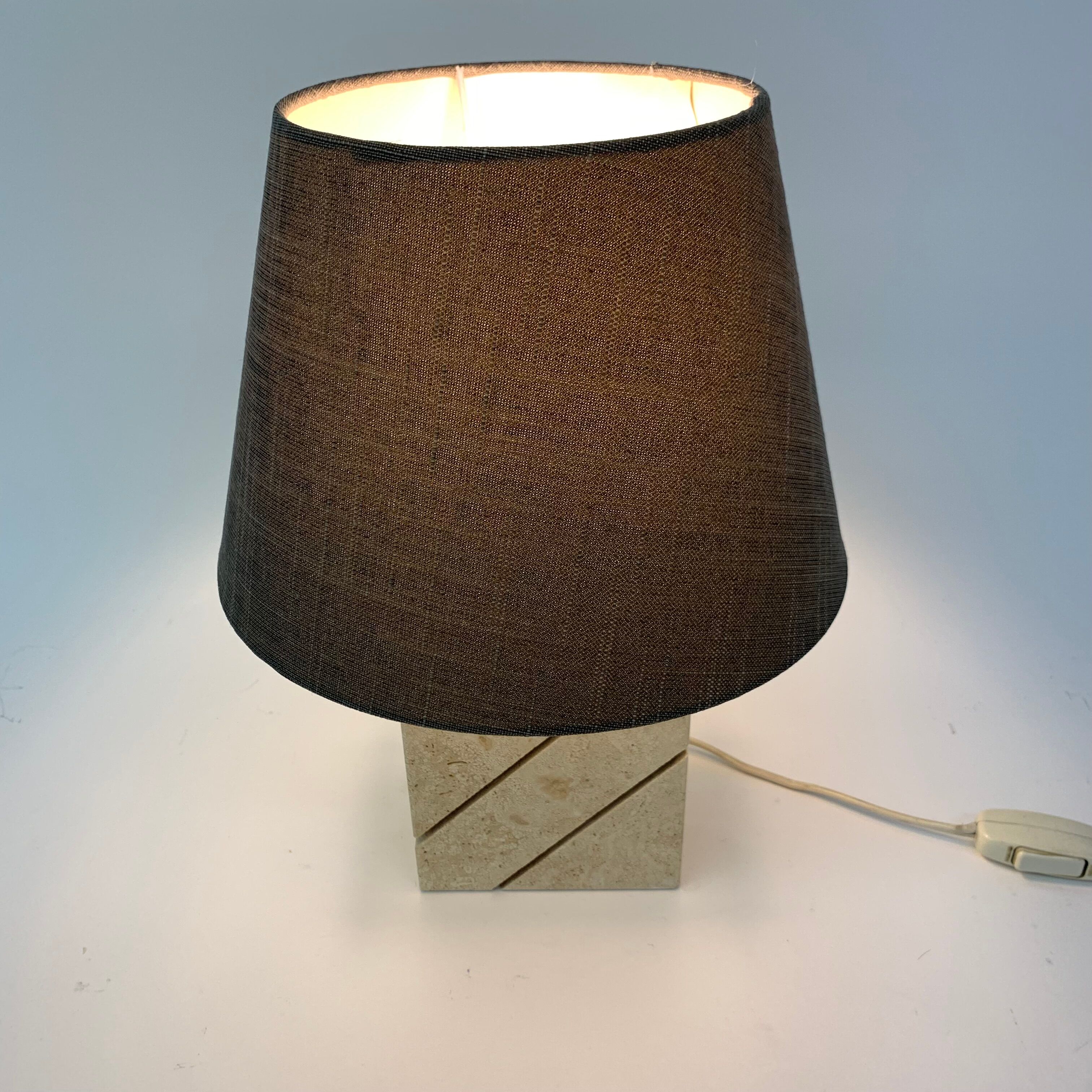 Travertine table lamp with golden details, 1970’s