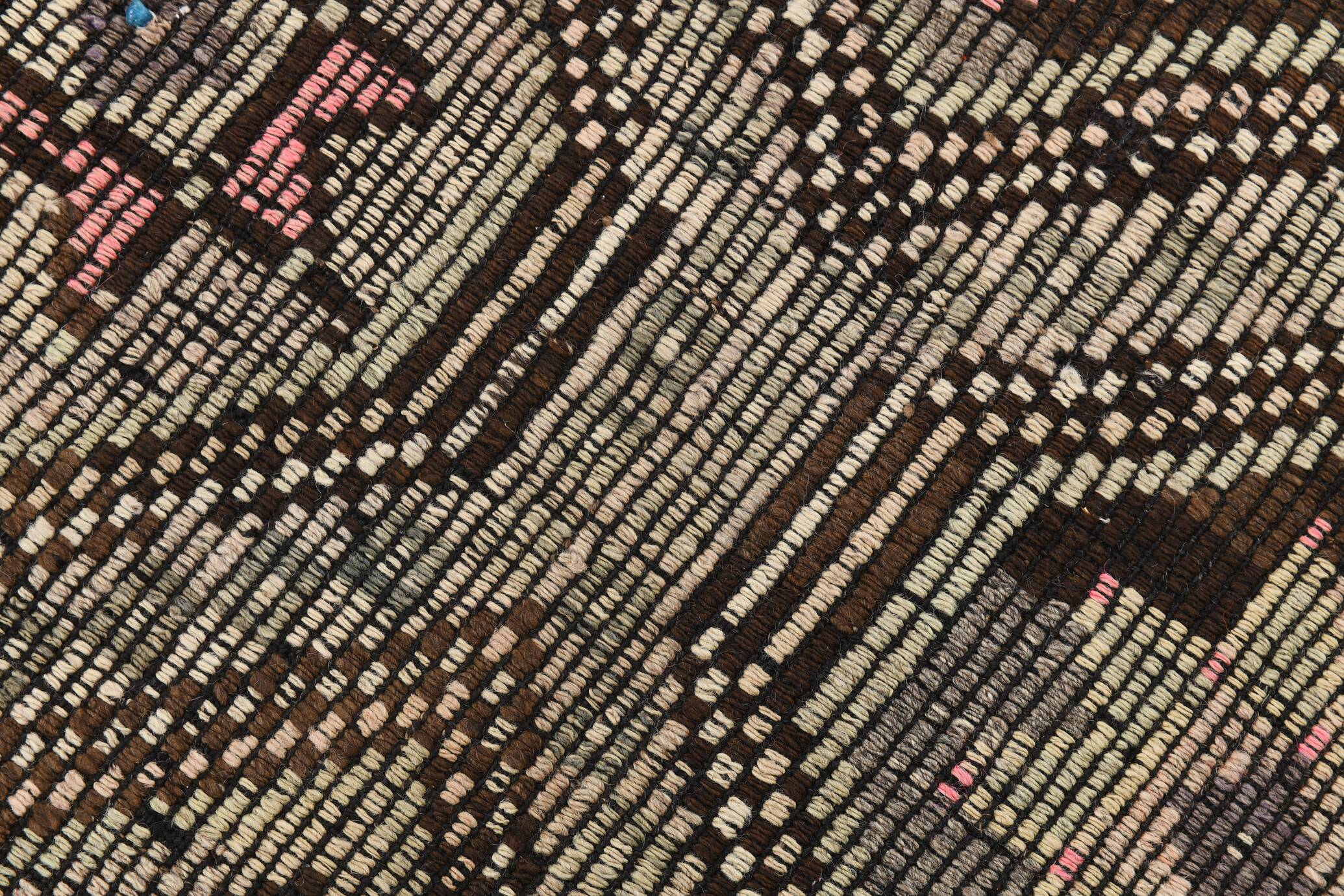 5x9 Cream Brown Handmade Kilim Rug, 151x286Cm