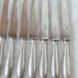 12 Christofle table knives Louis XVI bow ribbon Silver metal punch balance steel blade