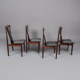 Set of 4 teak and leather dining chairs, Denmark 1960s