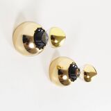 Set (2) of petite playful brass ‘ball’ wall lights, Italy 1970’s