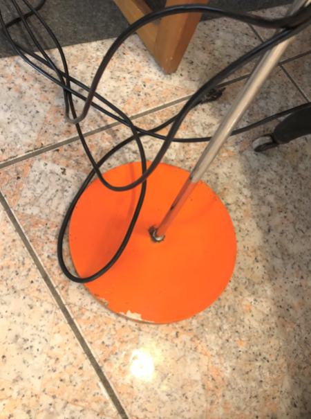 Lampadaire vintage 3 spots oranges années 70 | Selency