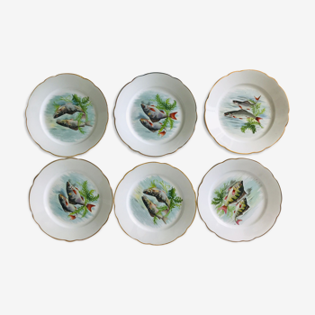 Set of six plates fish pattern