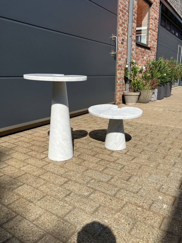2x Eros Side table Angelo Mangiarotti Carrara marmer Nieuwstaat!