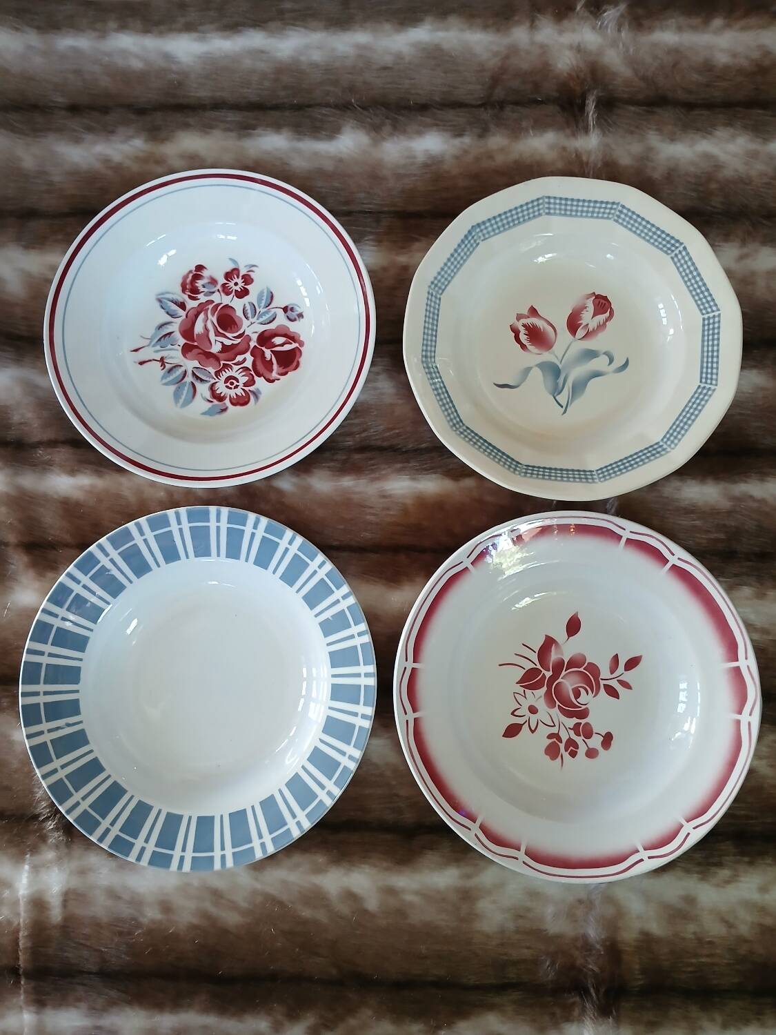 16 mismatched antique deep plates