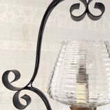 Vintage metal and glass pendant light - mid-20th century