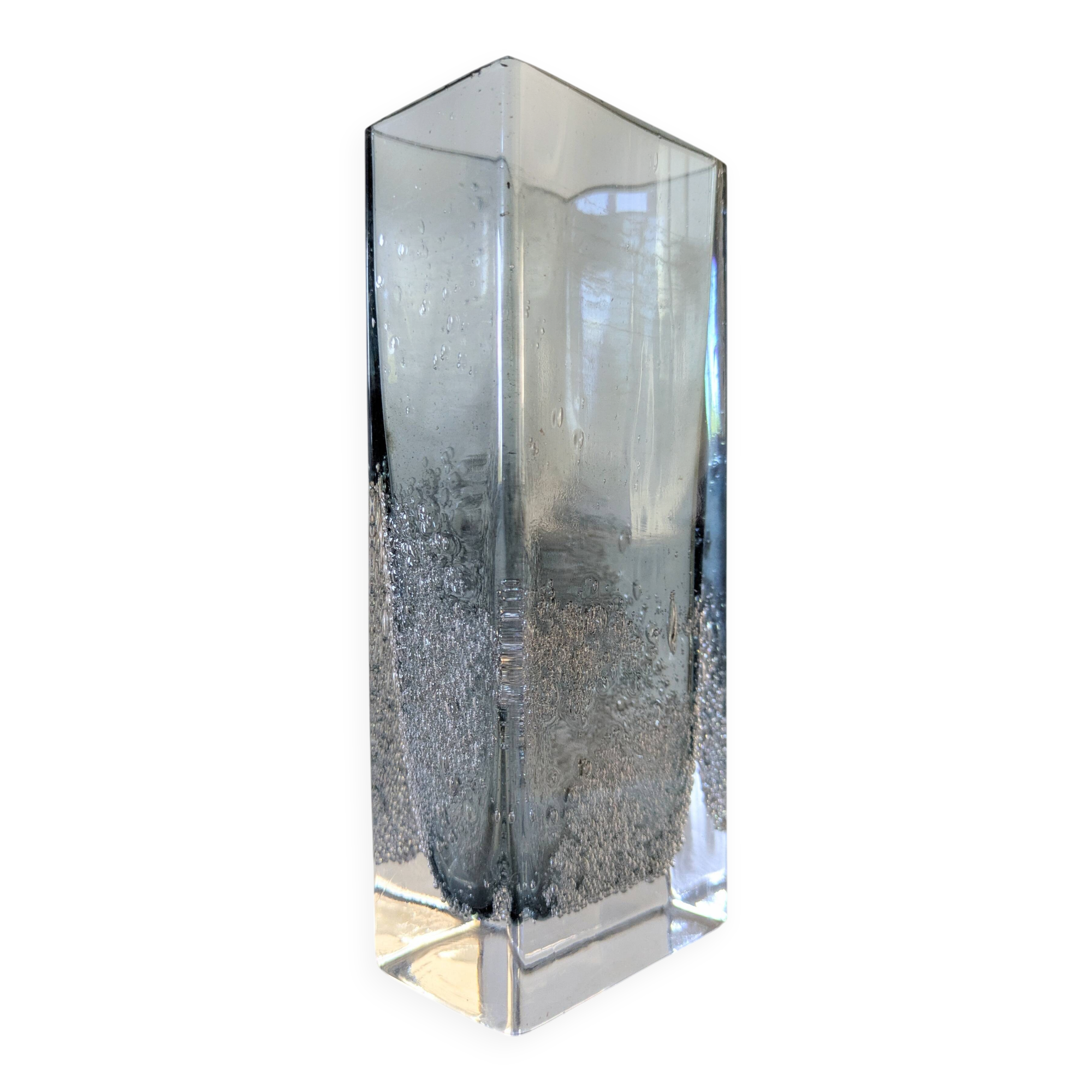 Bubble blown glass vase, 70s design
