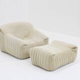 Beige Cinna Sandra Armchair & Footstool by Annie Hiéronimus for Ligne Roset