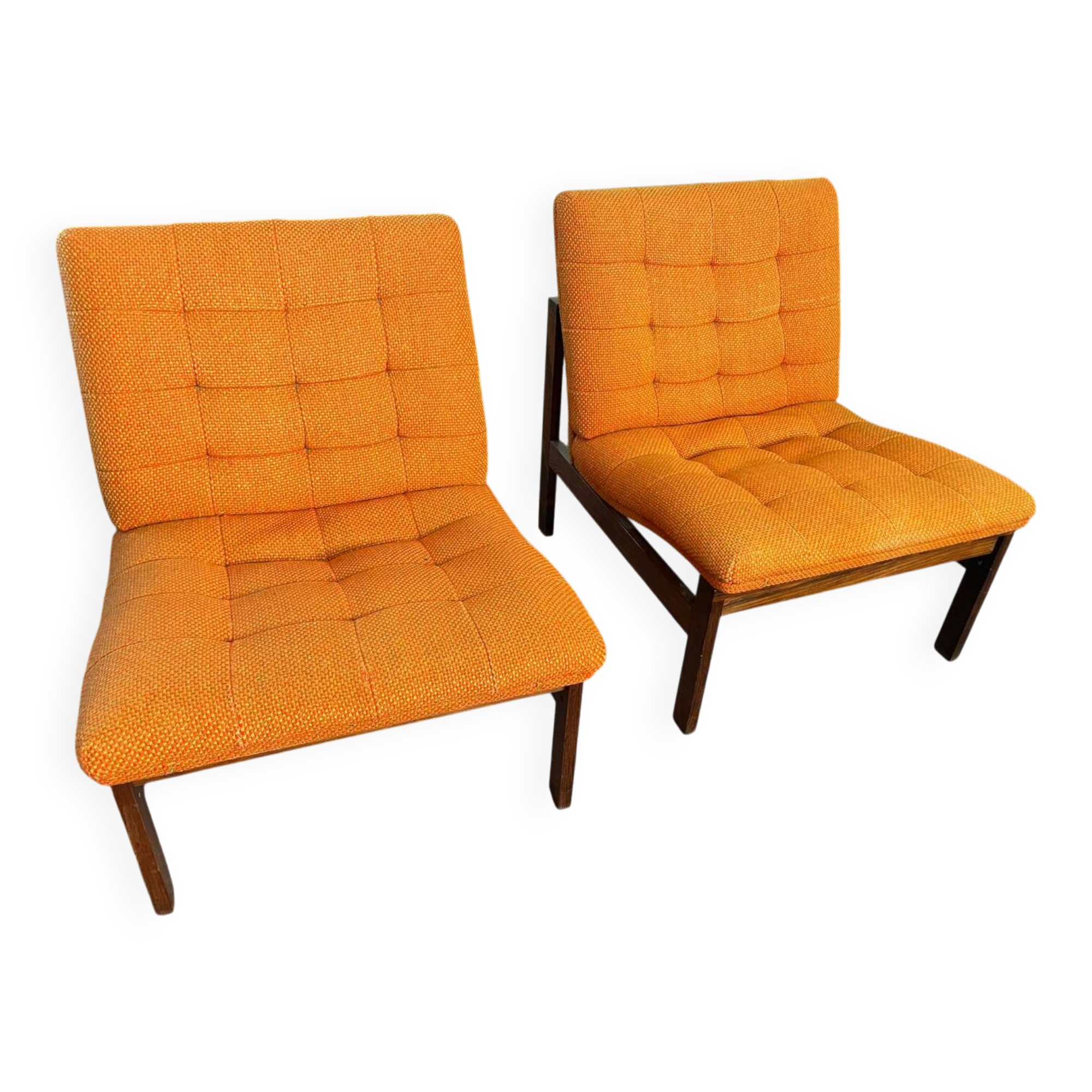 Pair of teak armchairs