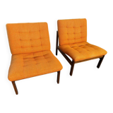 Pair of teak armchairs