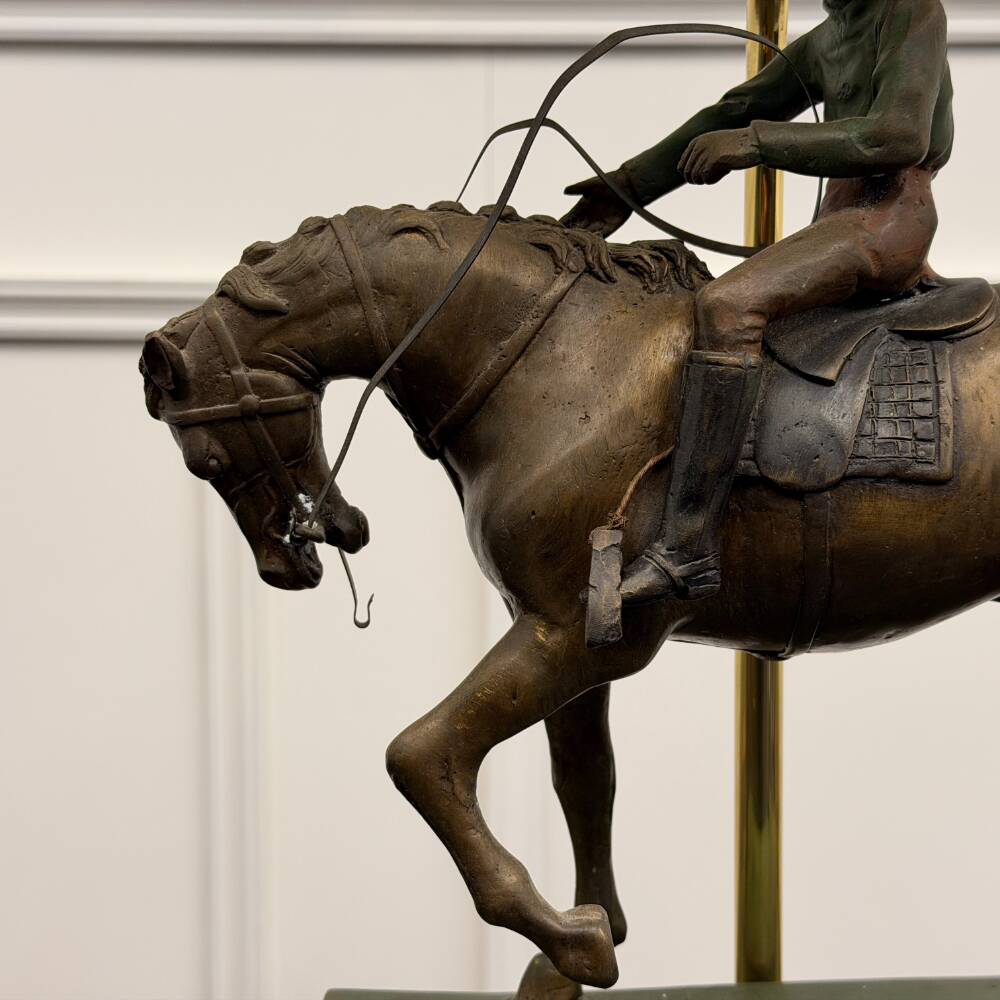 Classic English Bronze Horseman Table Lamp