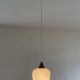 Danish teak and milk glass pendant lamp.