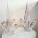 Pair of vintage Schneider crystal and brass candlesticks