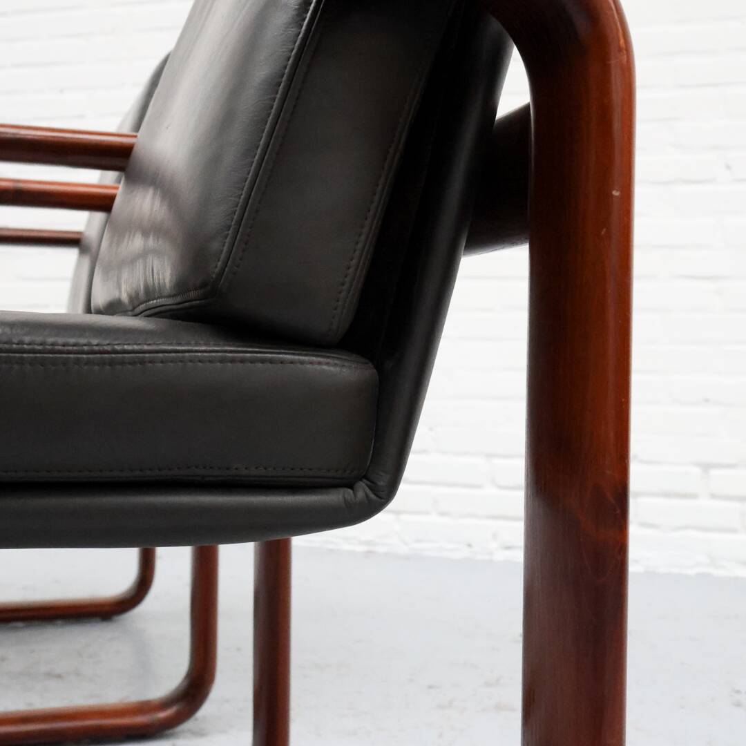 Fauteuil en frêne et cuir par Burkhard Voghterr pour Rosenthal, années 1970