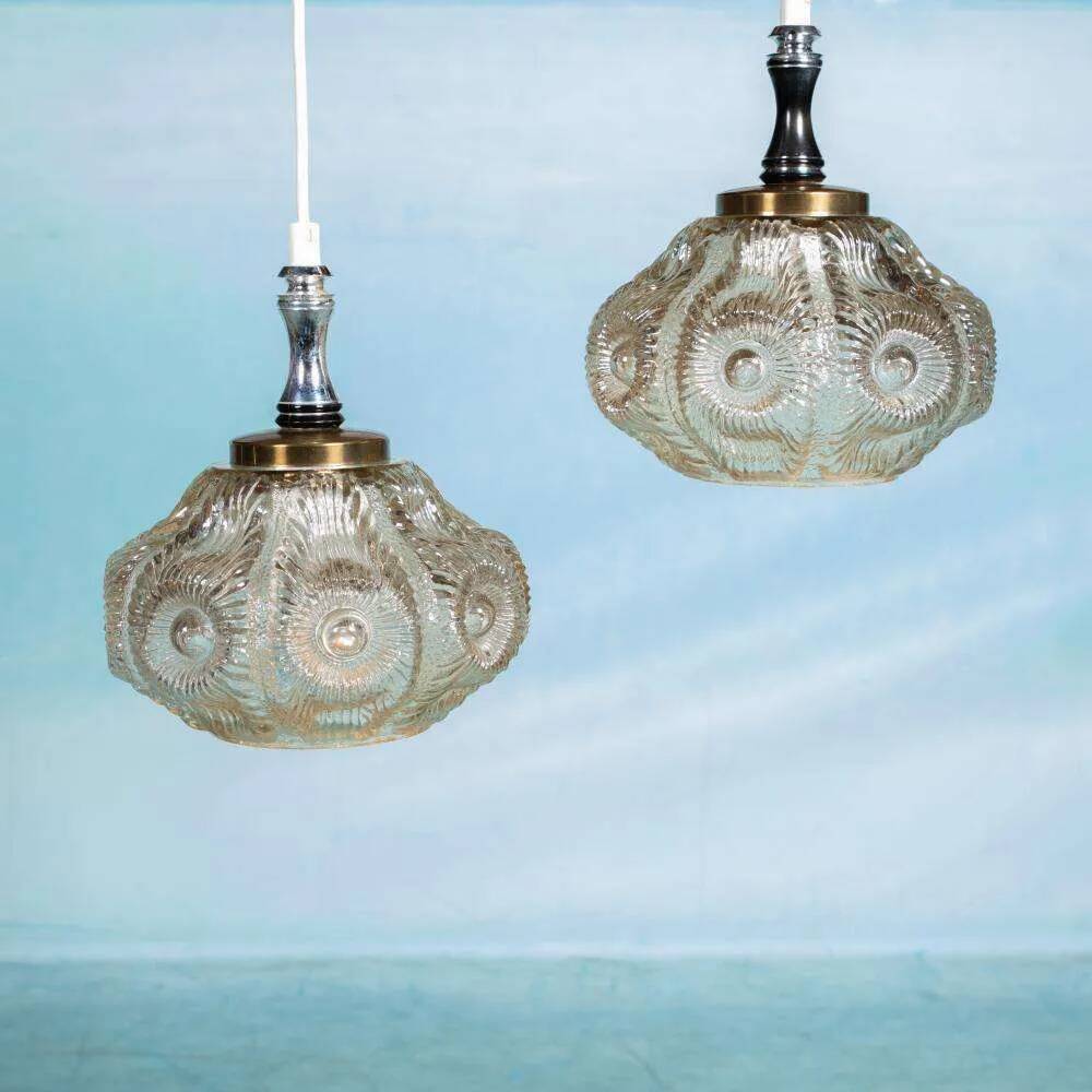 Vintage Swedish glass suspension design from the 1960s, crafted glass.