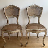 2 caned chairs in Louis XV Regency style
