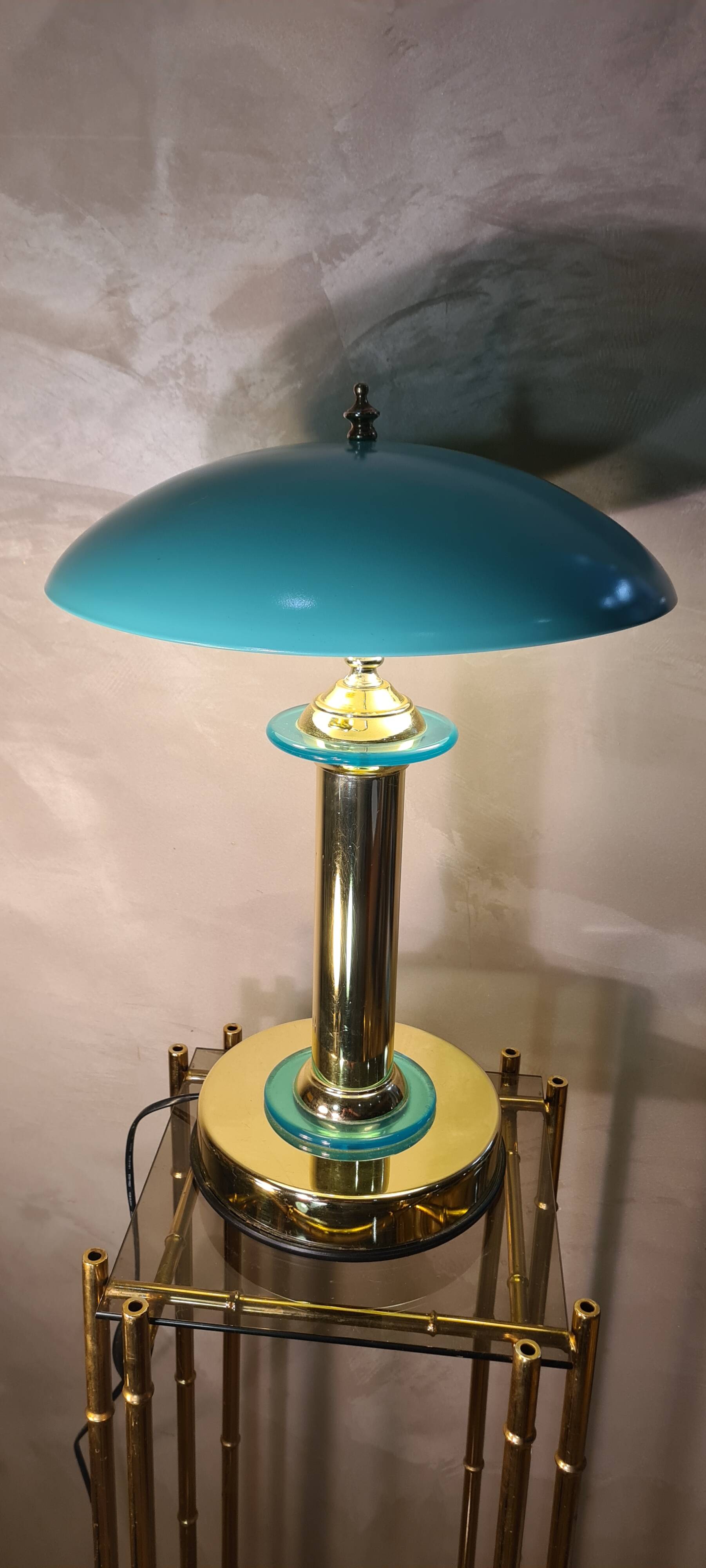 turquoise chrome gold lamp 1980, very beautiful 43x32 good general condition and normal wear