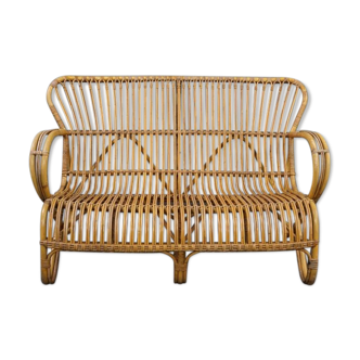 Mid-century rattan 2-seater sofa Belse 8 Dutch Design 1950