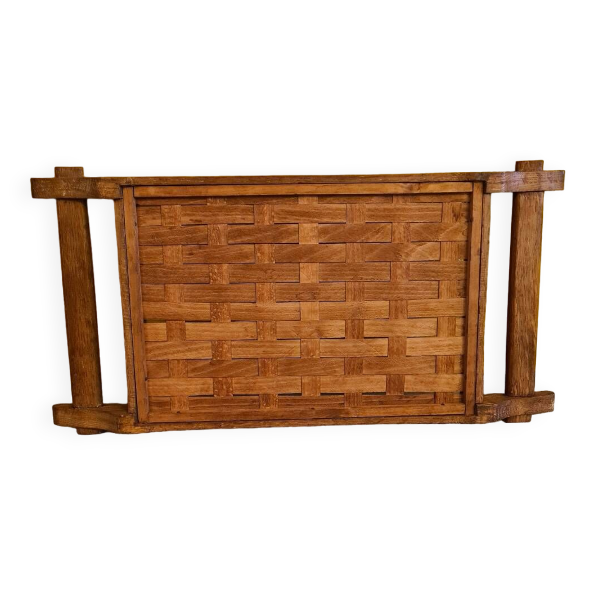 Oak Tray With Woven Top From The 1960s