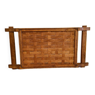 Oak Tray With Woven Top From The 1960s