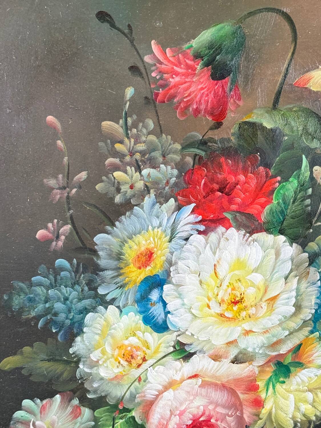 Oil on canvas W. Kerling still life with flowers