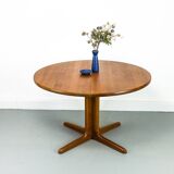 Danish Round Teak Dining Table with Extensions, 1970s