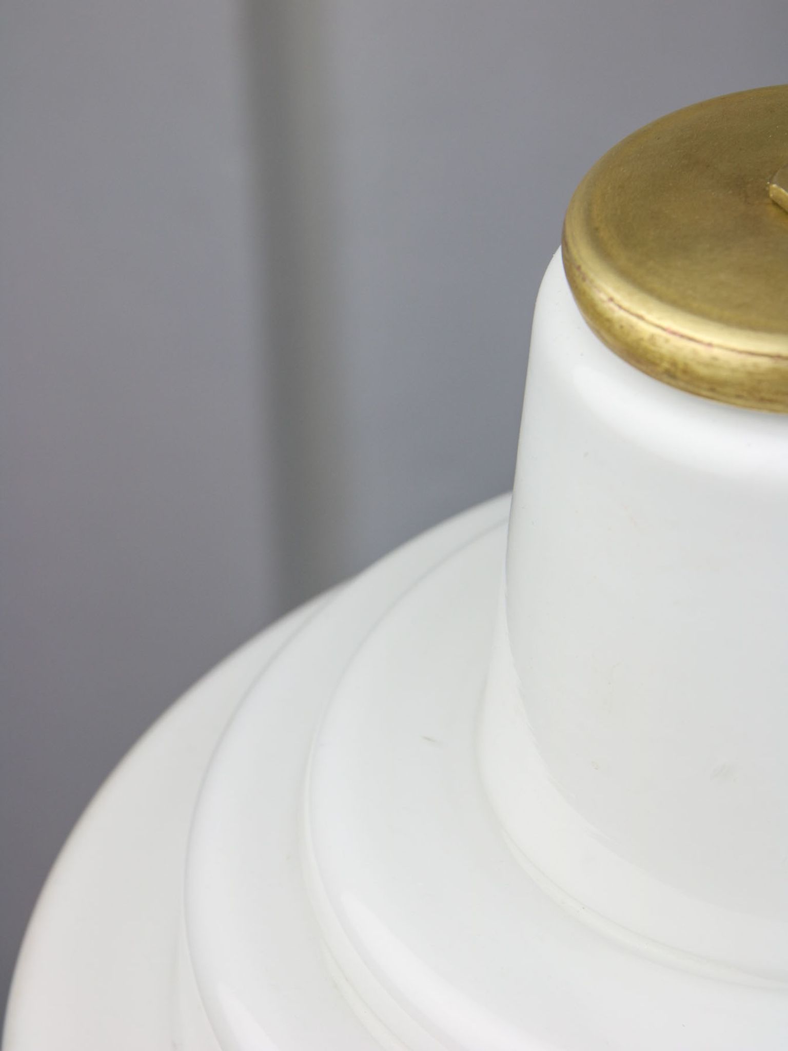 Mid-century Brass and Opaline Pendant Lamp, Italy
