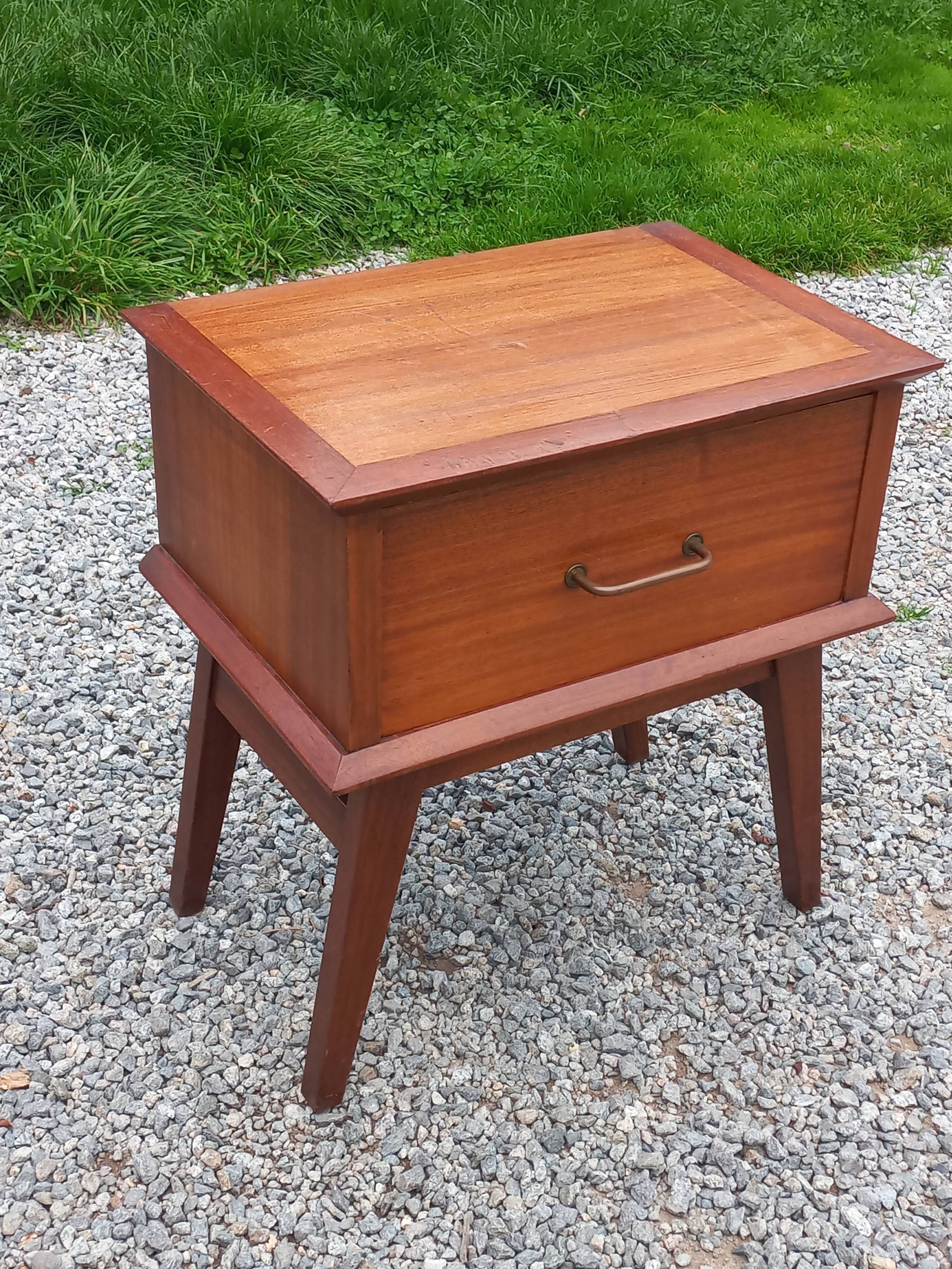 Vintage bedside table with compass legs from the 50s