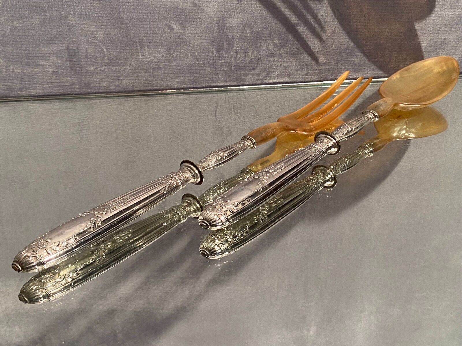 Louis XVI style silver handled salad service