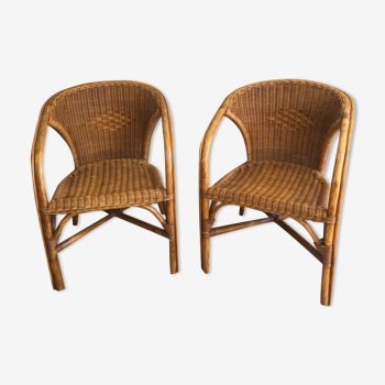 Pair of rattan armchairs from the 60s