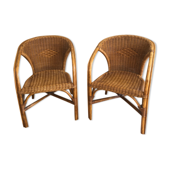 Pair of rattan armchairs from the 60s
