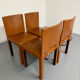 4 camel leather chairs, postmodern design by Paolo Piva for B&B Italia Arcadia.