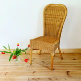 High back wicker chair