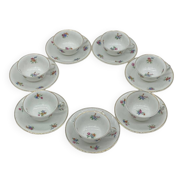 Antique Charles Ahrenfeldt porcelain service, flowers / floral / gilding