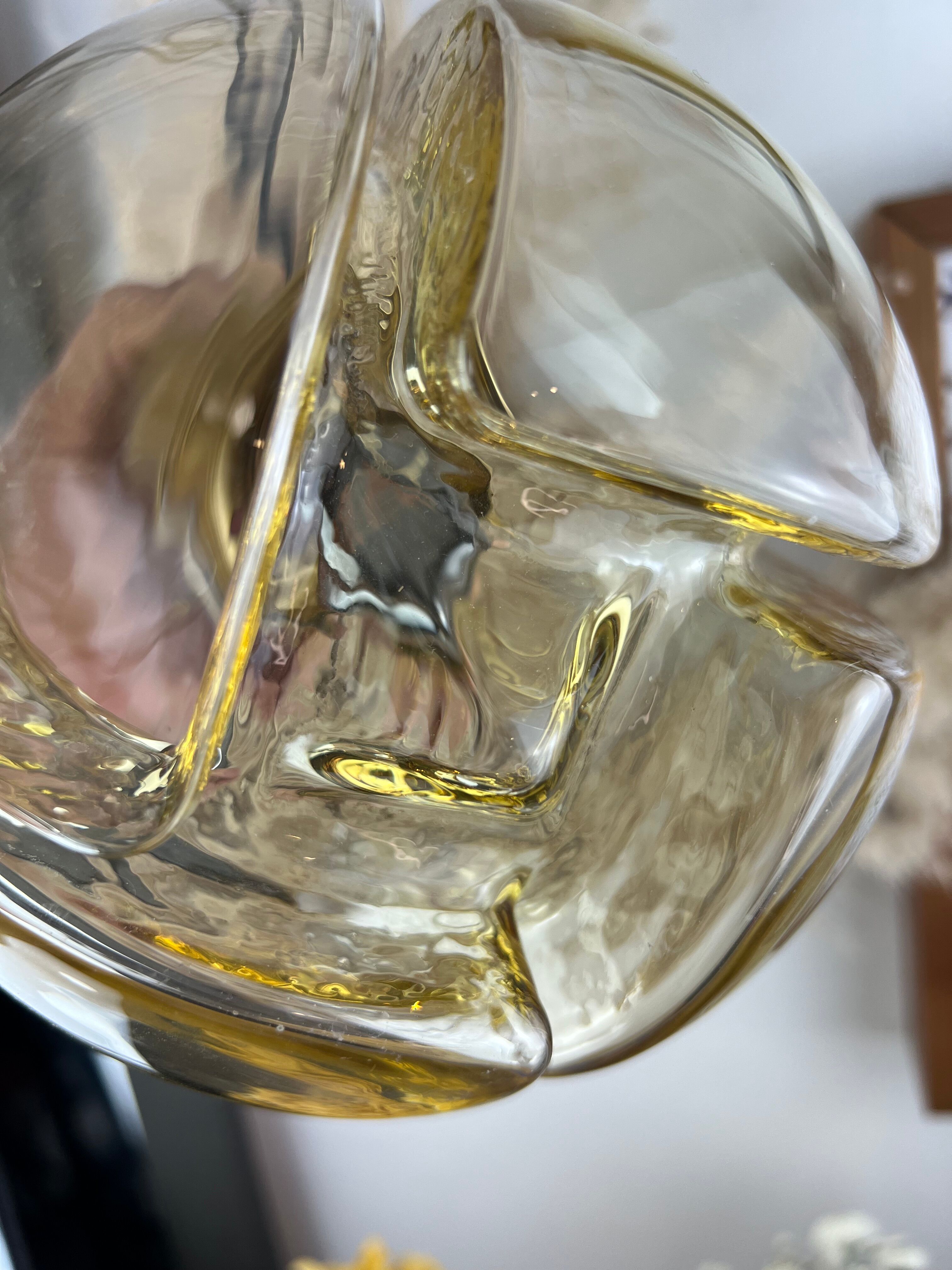 Lamp walking/suspension lamp large globe vintage molded glassware Murano smoked yellow