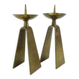 pair of mid century modern brass CANDLE HOLDERS from the 1950s / 60s