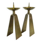pair of mid century modern brass CANDLE HOLDERS from the 1950s / 60s