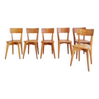 Série de chaises bistrot bois miel
