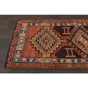 1970s Vintage Turkish Handmade Wool & Cotton Orange Runner Rug 80x356