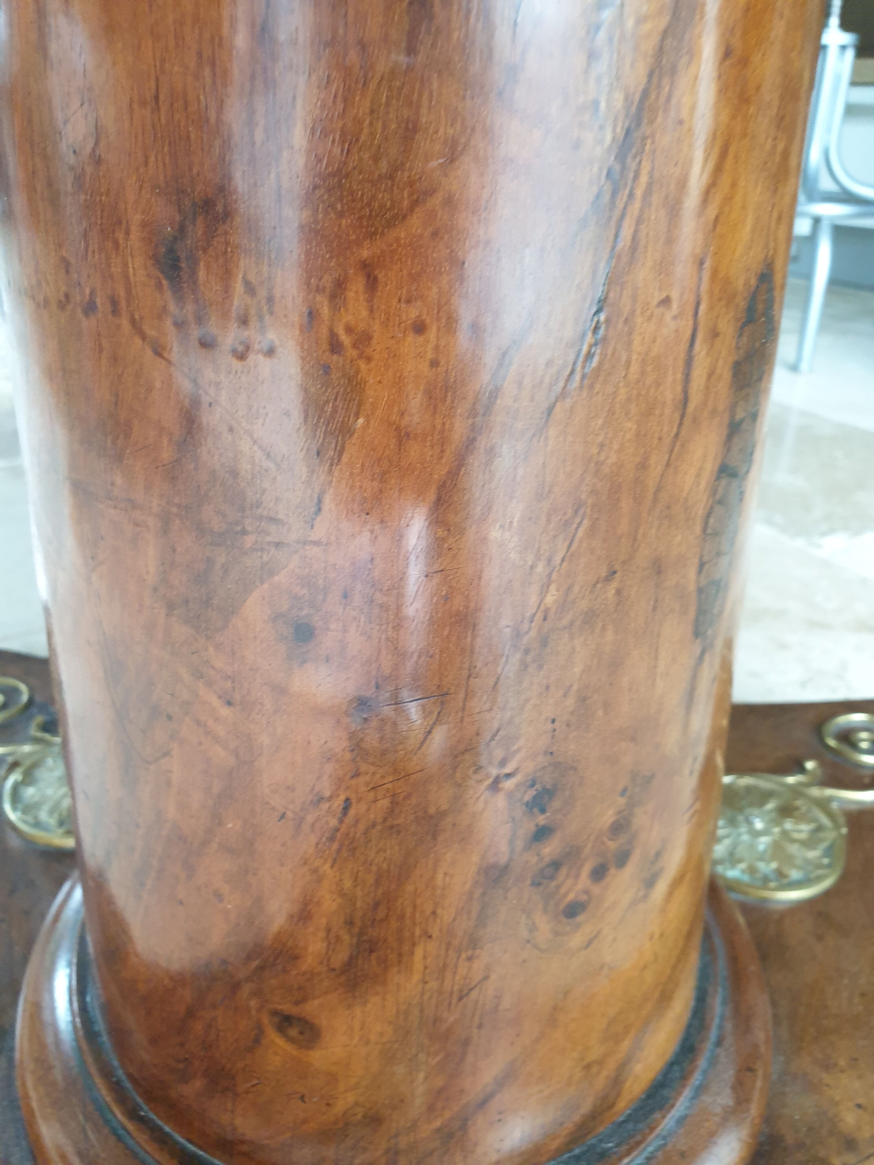 Pedestal table above marble