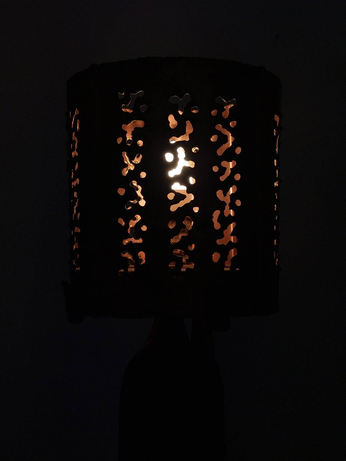 Vintage Mid Century hand forged all metal brutalist table lamp