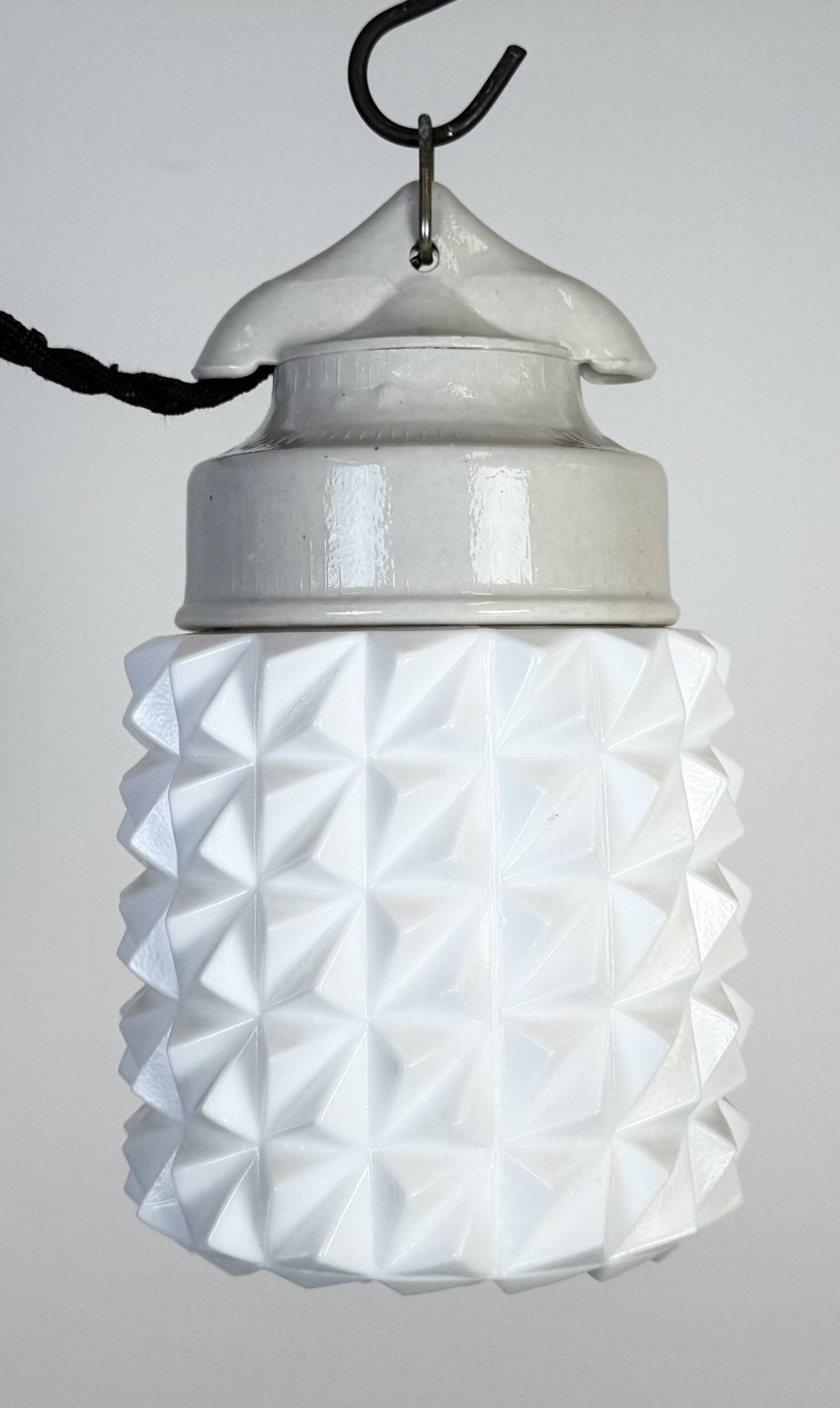Vintage White Porcelain Pendant Light, 1970s