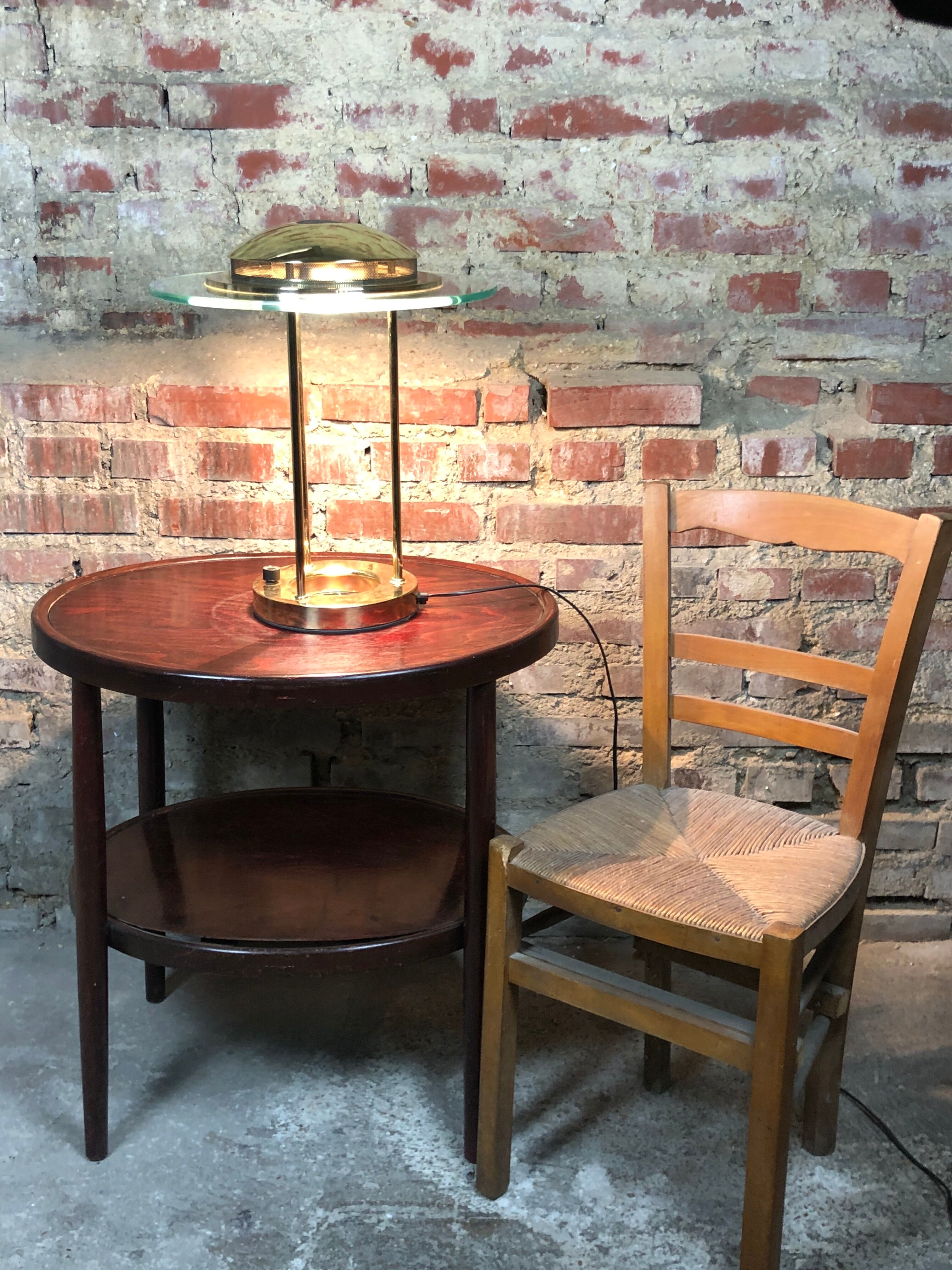 Vintage lamp with glass intensity dimmer and brass Italian design 1980'S