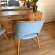 Vintage 1950s Chair Pair – Blue Faux Leather & Compass Legs (Guaric Style)