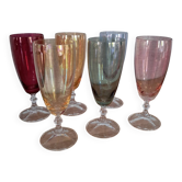 6 coloured crystal champagne flutes