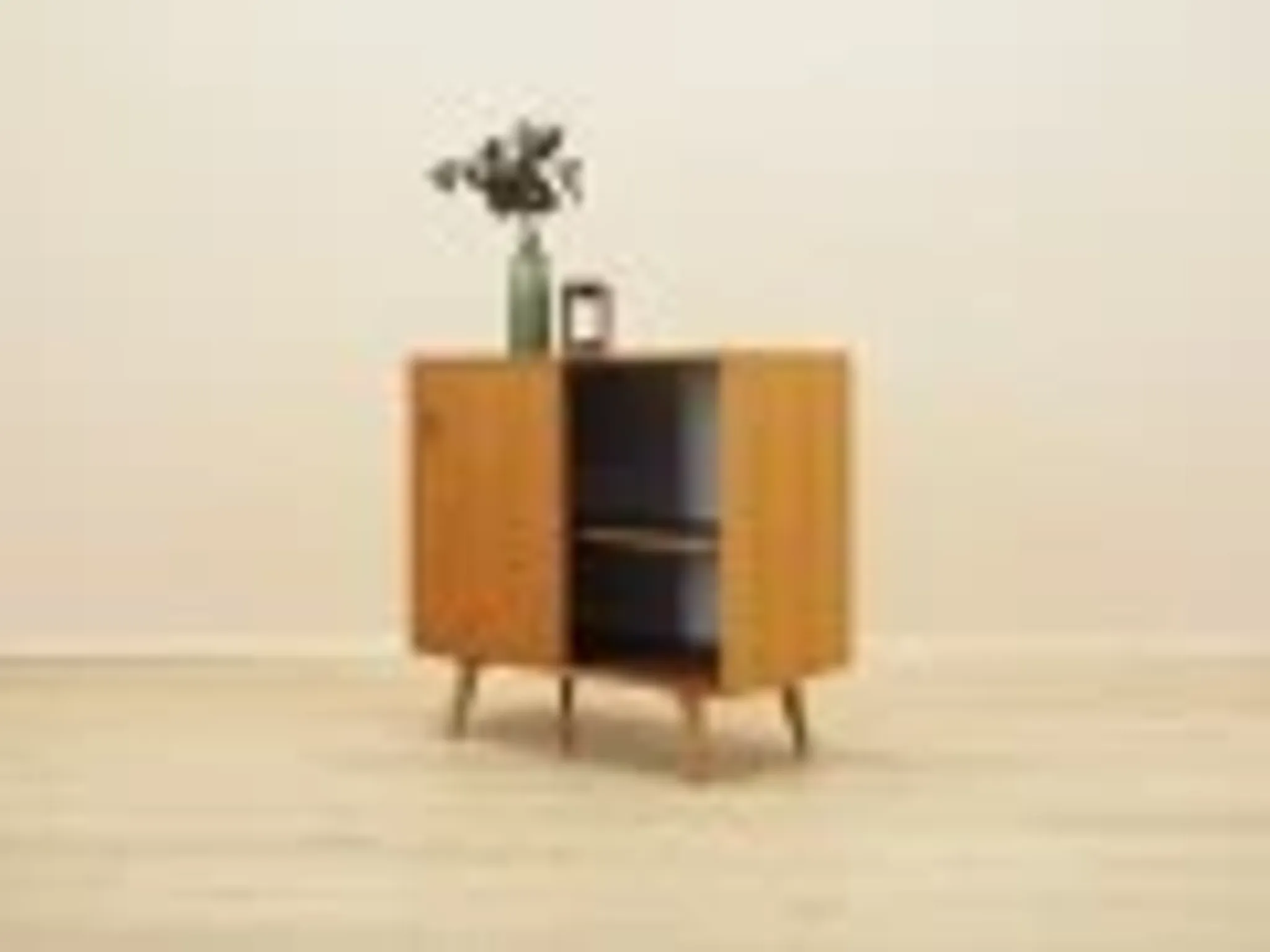 Ash cabinet with sliding doors by Hjørnebo, Danish, 1960s